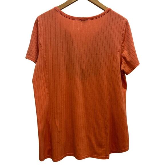 Hannah Women L Coral Short Sleeved Embroidered Floral V-neck Top Casual Relaxed - Picture 7 of 7